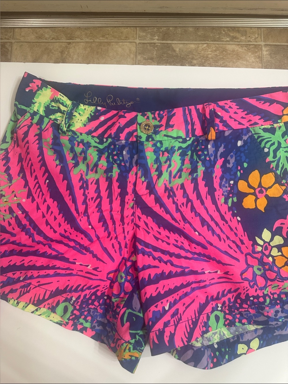 Lilly Pulitzer Neon Pink Tropical-Print Women's Shorts
